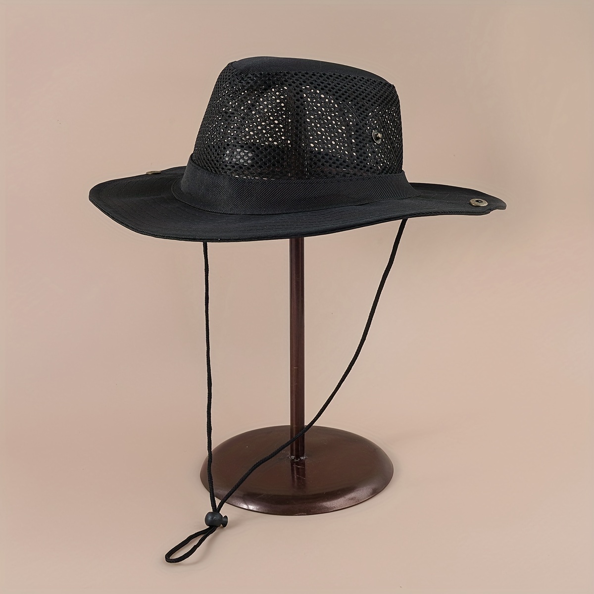 Summer Cool Hat Breathable Mesh Bucket Hat Solid Color Foldable