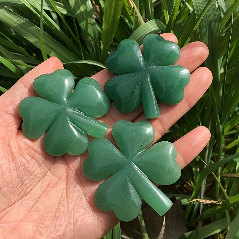 

1pc Natural Aventurine Clover Quartz Crystal - 25g - For Home Decor And Gift - Mineral Specimen With Carving