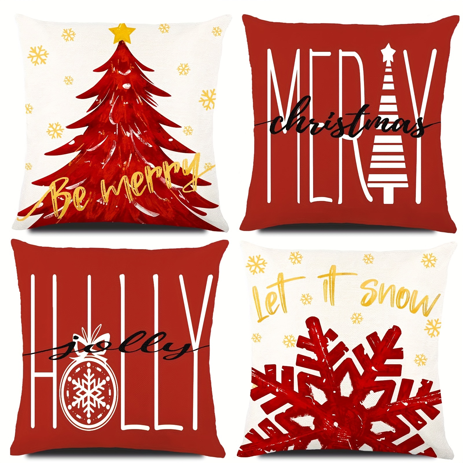 Merry Christmas Tree Decorative Throw Pillow Covers, Xmas Joy Holly Berry  Snowflakes Green Outdoor Pillowcase, Let It Snow Winter Holiday Farmhouse  Cushion Case Home Decor - Temu Australia