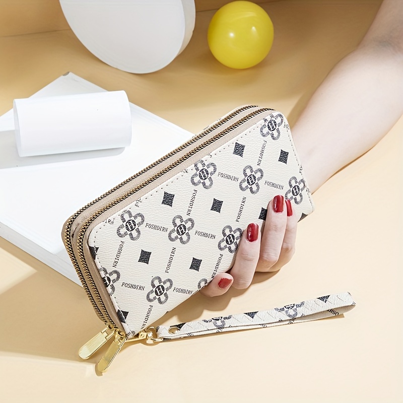 Retro Geometric Pattern Wallet, Pu Leather Multi-card Slots Card Holder  With Wristbands, Perfect Purse For Daily Use - Temu