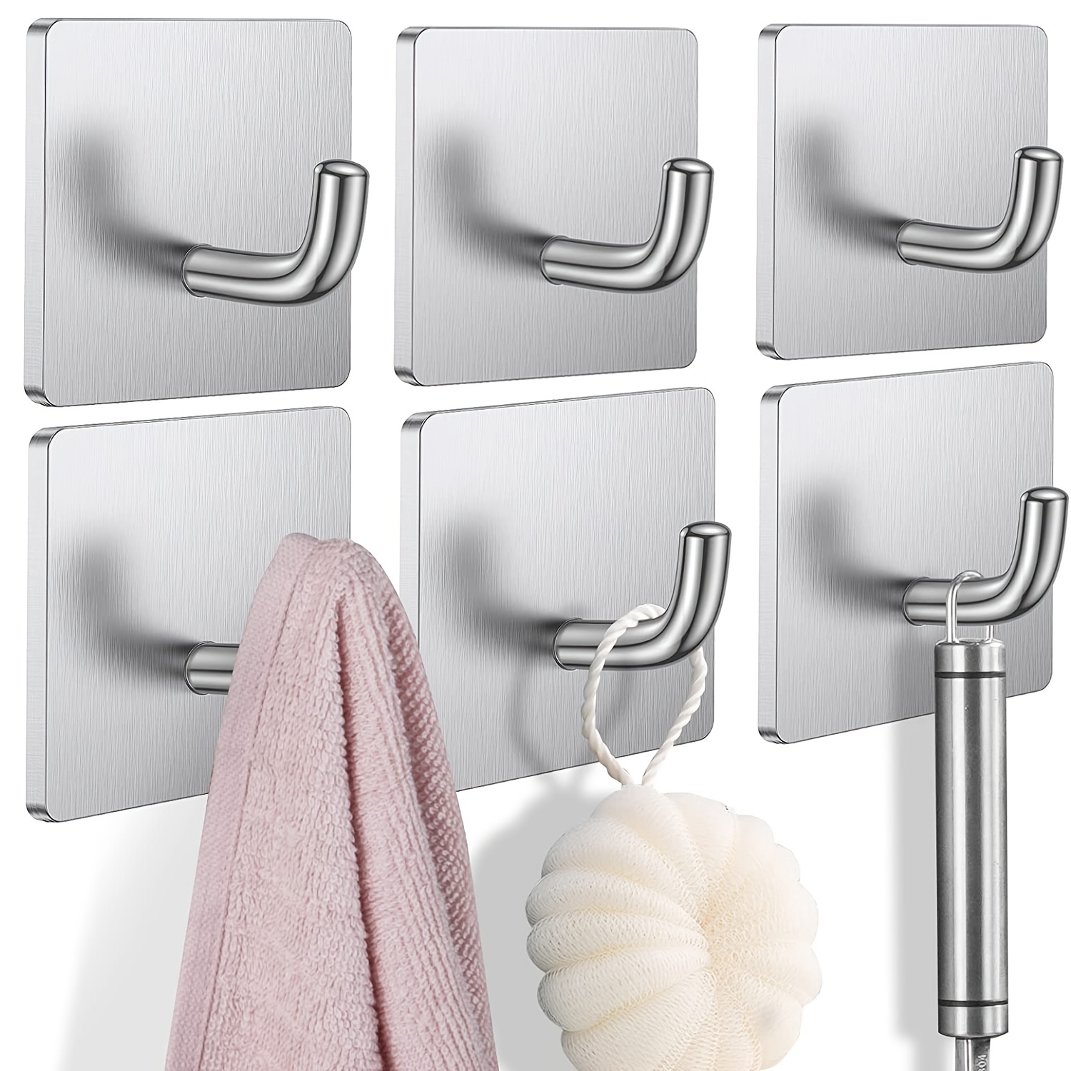 Self Adhesive Towel Hooks, Heavy Duty Stick On Wall Hooks, Shower Hooks For  Bathroom Door, Bathroom Clothes Hanger, Bathroom Accessories - Temu