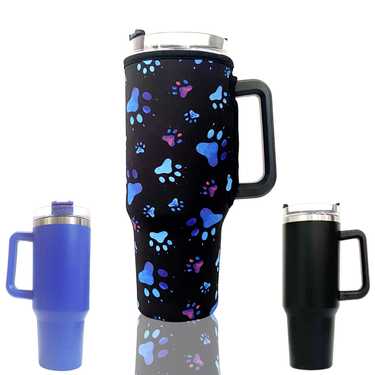 1pc Cute Dog Paw Printed Neoprene Cup Cover - Keep Your 40oz Tumbler Cup Insulated, Non-Slip & Scratch-Free!