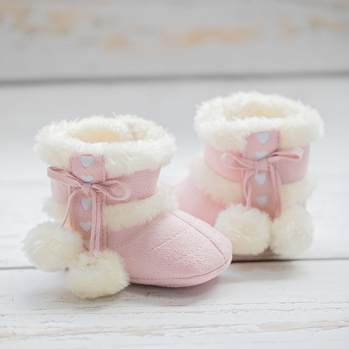 Chaussons bébé filles en polaires rose