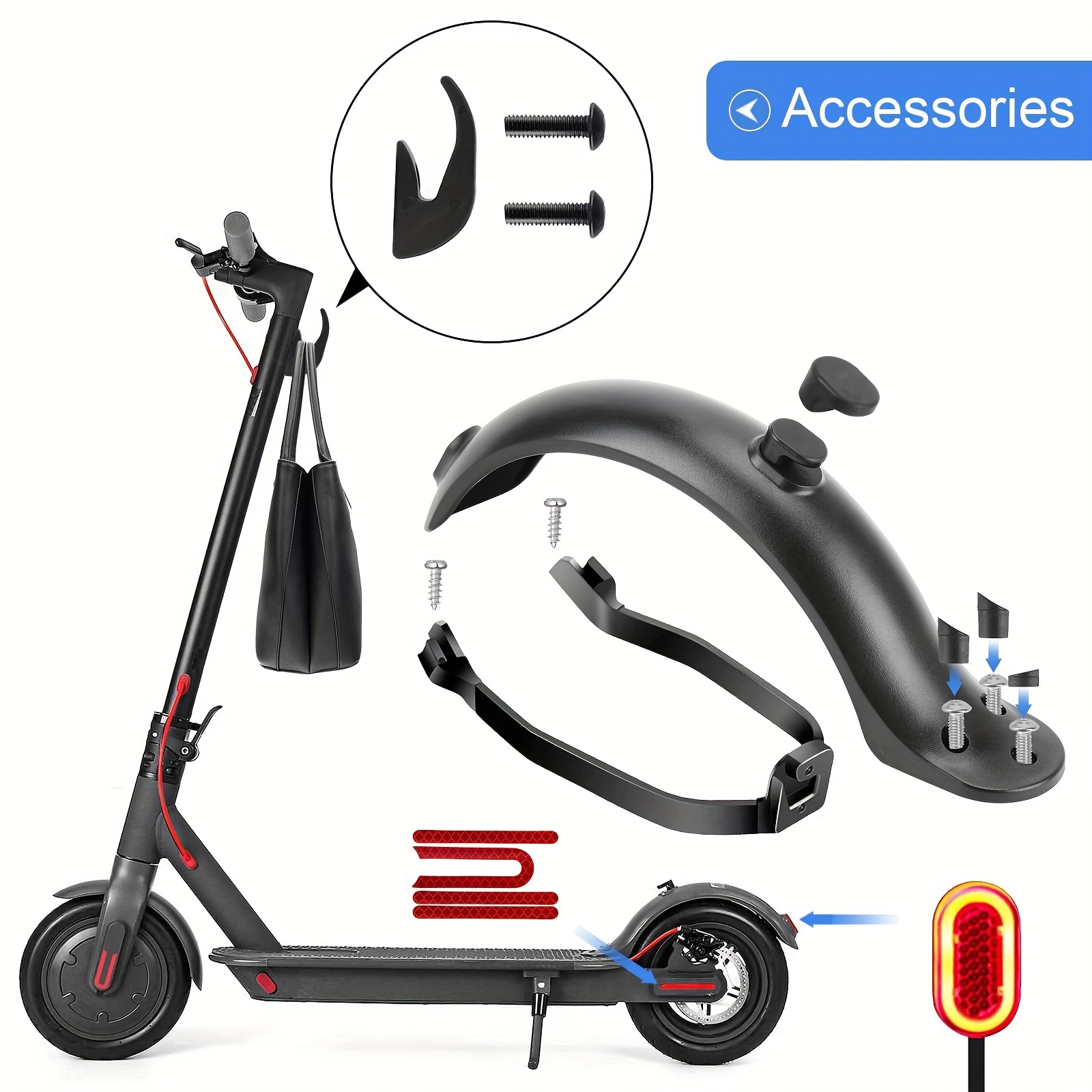 Guardabarros trasero para patinete eléctrico, accesorios mejorados para  Xiaomi M365 Pro M187 Pro 2 1S, nueva versión