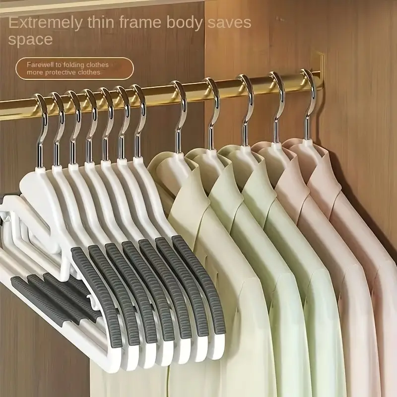 Nvzi Pack of 10 Coat Hangers, Heavy-Duty Plastic Hangers with Non