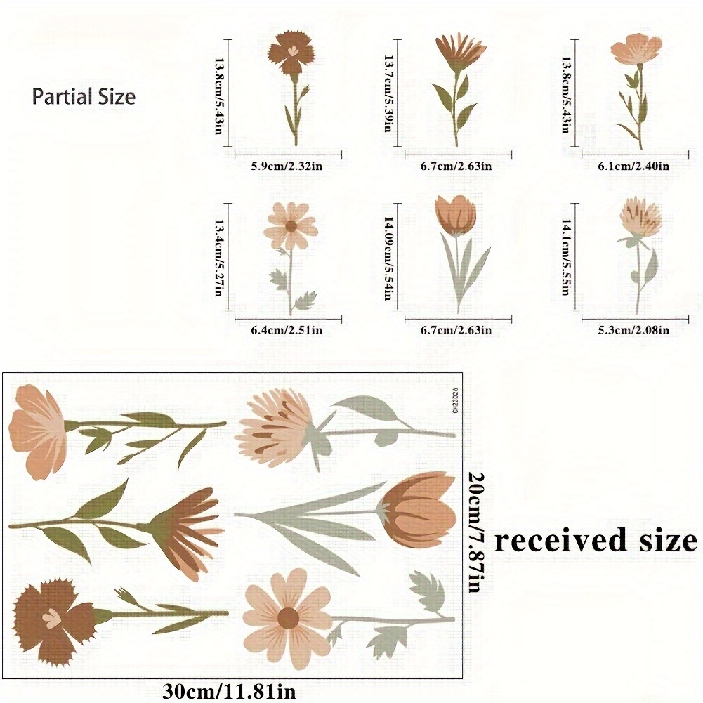 1pc Elegant Vintage Floral Wall Stickers - Self-adhesive, Reusable Vinyl Decals With 6 Classical Flower Room & Bedroom Decor, Easy To Apply On Surfaces, Living Room Wall Stickers