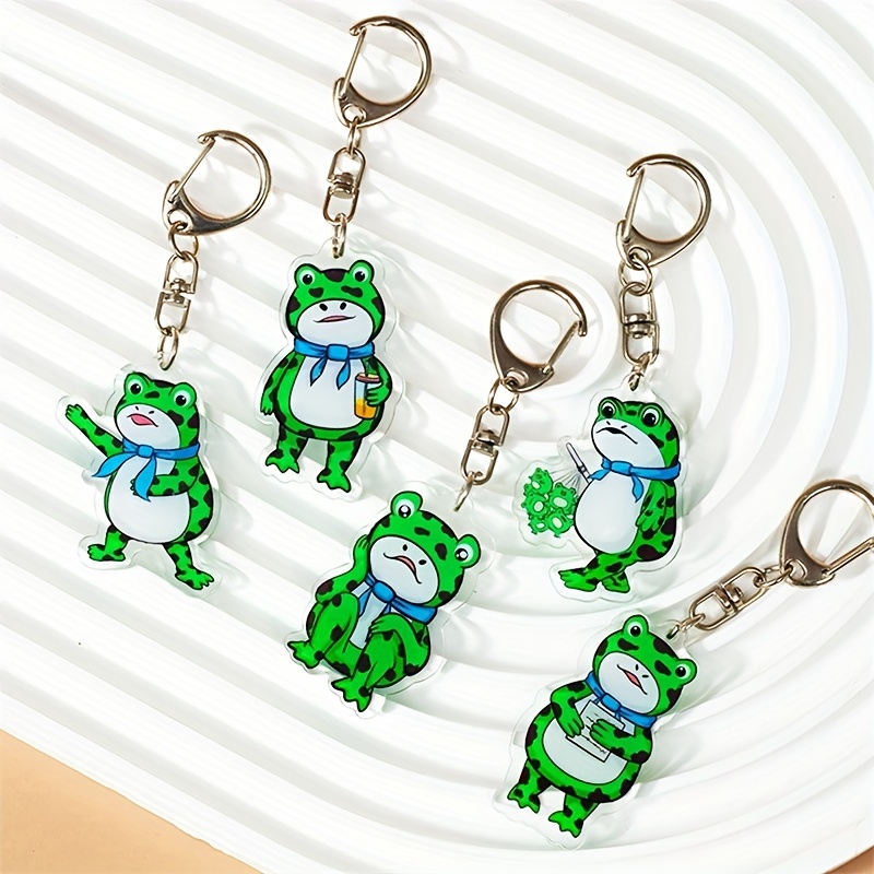 Cute Cartoon Frog Keychain Acrylic Animal Key Chain Ring - Temu