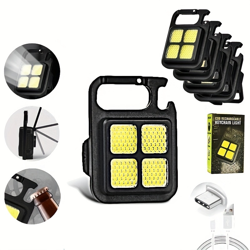 Mini lampe de poche COB Portable, lampes d'urgence de Camping, porte-clés  magnétique, LED, chargement USB avec tire-bouchon