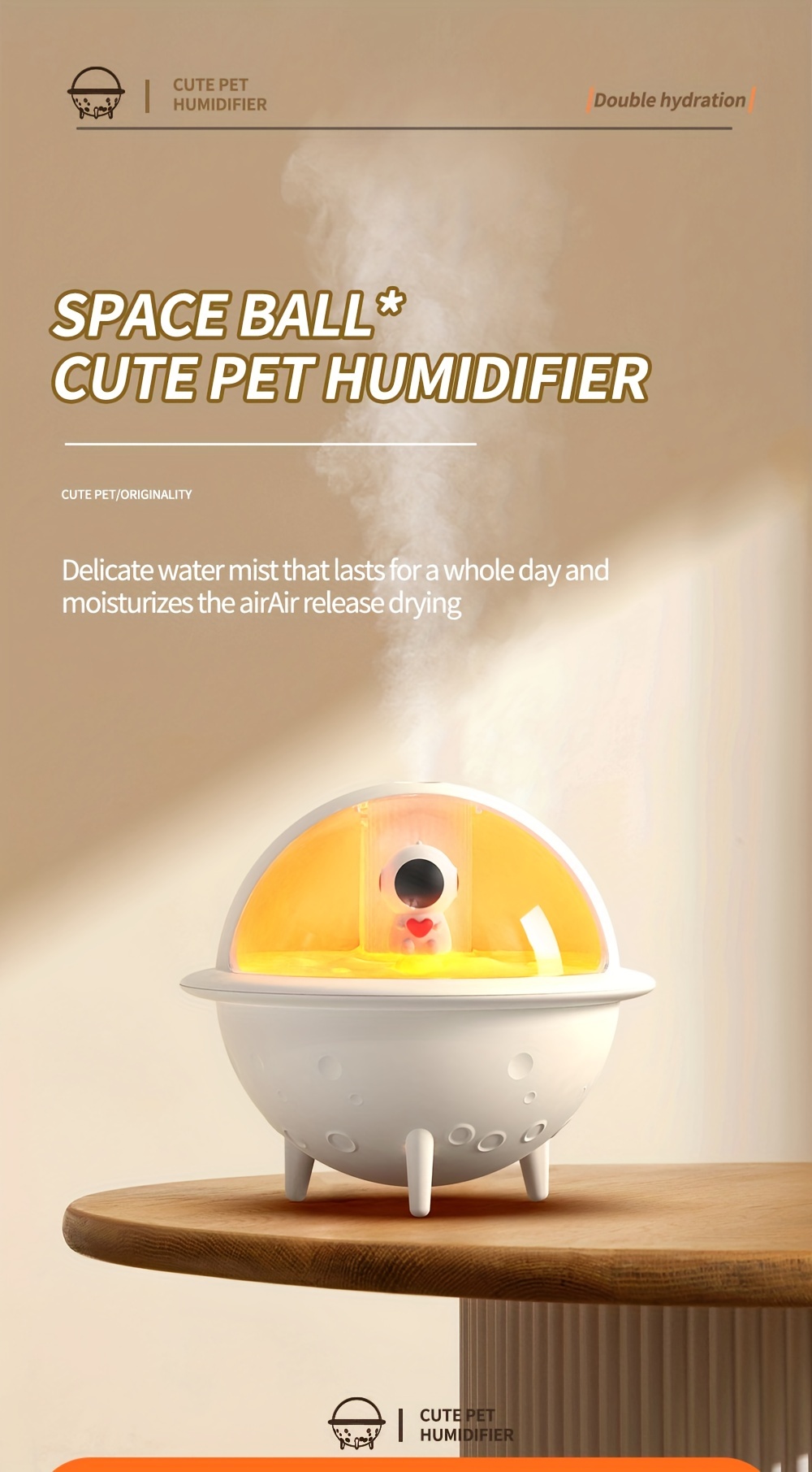 Humidificador Inalámbrico Planet Cat con Luces Rosa