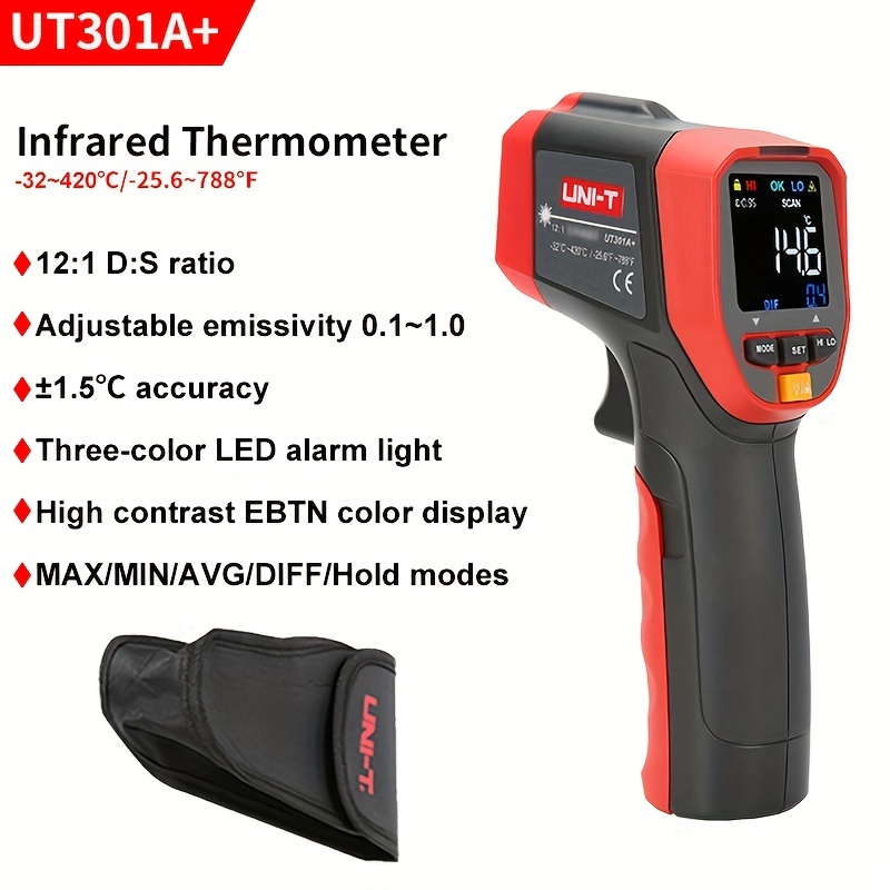 Surpeer Infrared Thermometer Temperature Gun 1382 Heat Temperature Temp Gun  for Cooking Pizza Oven Grill Non Contact IR Thermometer Gun with Alarm 