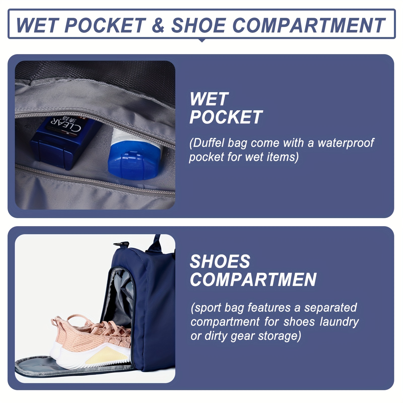 Portable Travel Luggage Handbag with Shoes Compartment