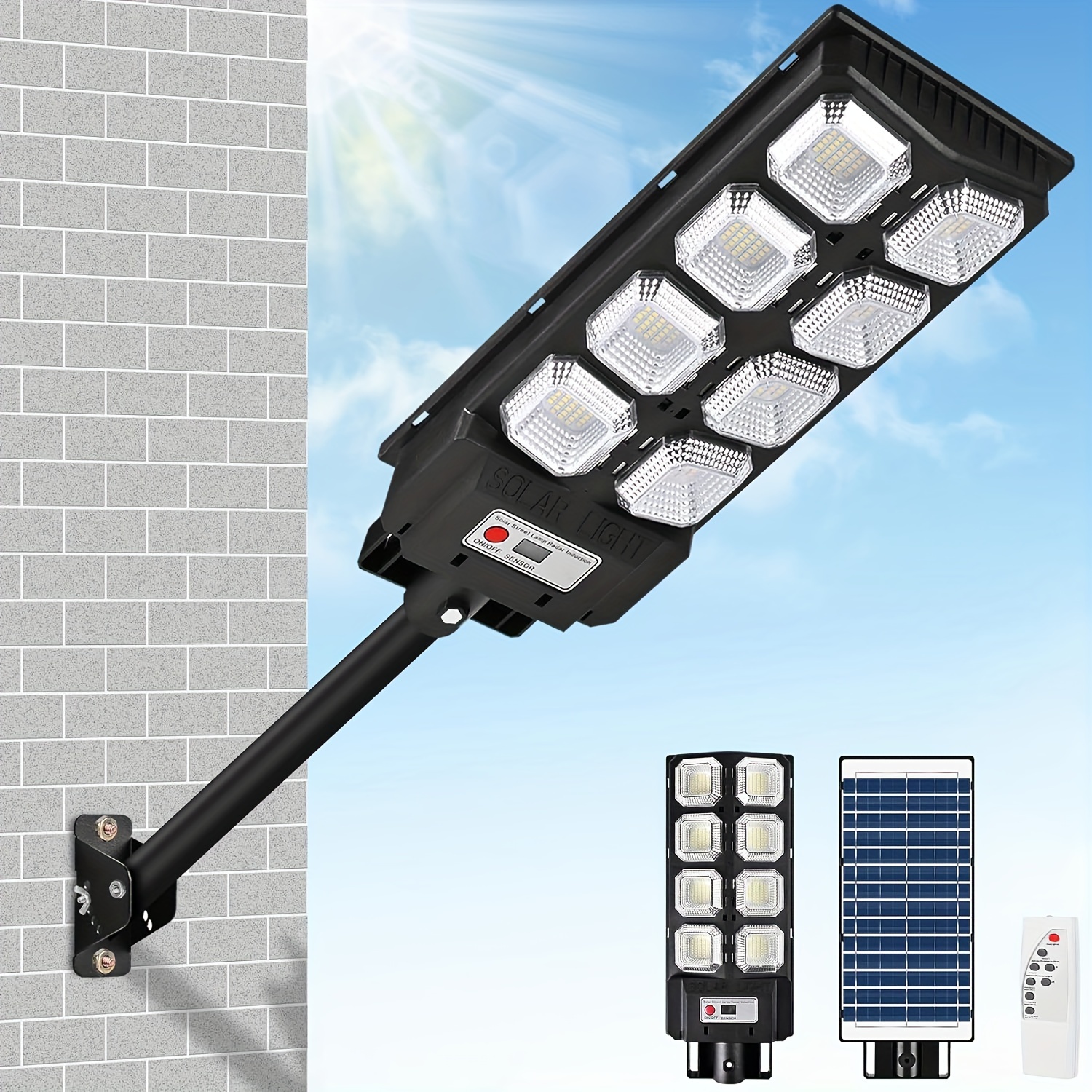 1 Set Solar Street Light, Solar Powered Dusk To Dawn Outdoor, Motion  Sensor, Ip65 Waterproof ABS+Metal Mounting Bracket, 360 Degree Reflective  Cup