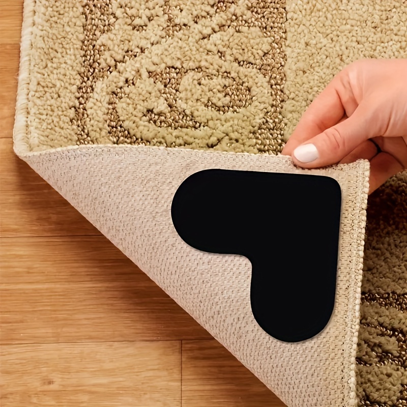 8 Stück L-förmige Teppich-Anti-Rutsch-Aufkleber Teppichbodenmatte,  Anti-Rutsch-Fixier-Aufkleber PU Waschbar Abnehmbar Spurlose  Teppich-Aufkleber