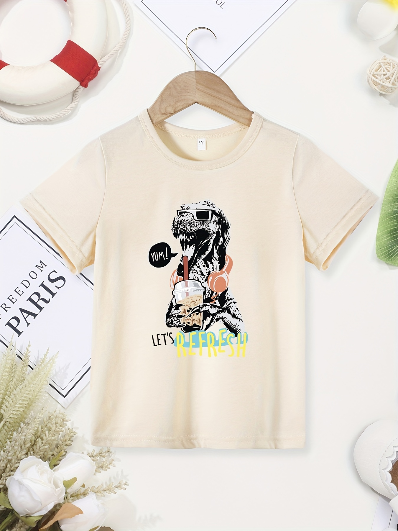 Boys Cute Dinosaur Graphic Print Breathable Soft Cotton - Temu