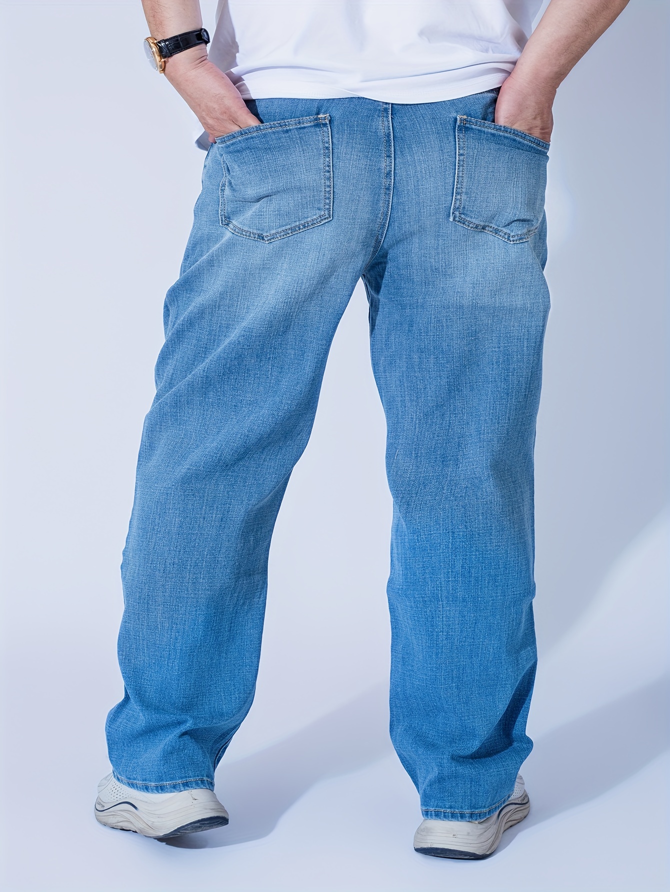 Plus Size Men's Classic Straight Fit Jeans Casual - Temu