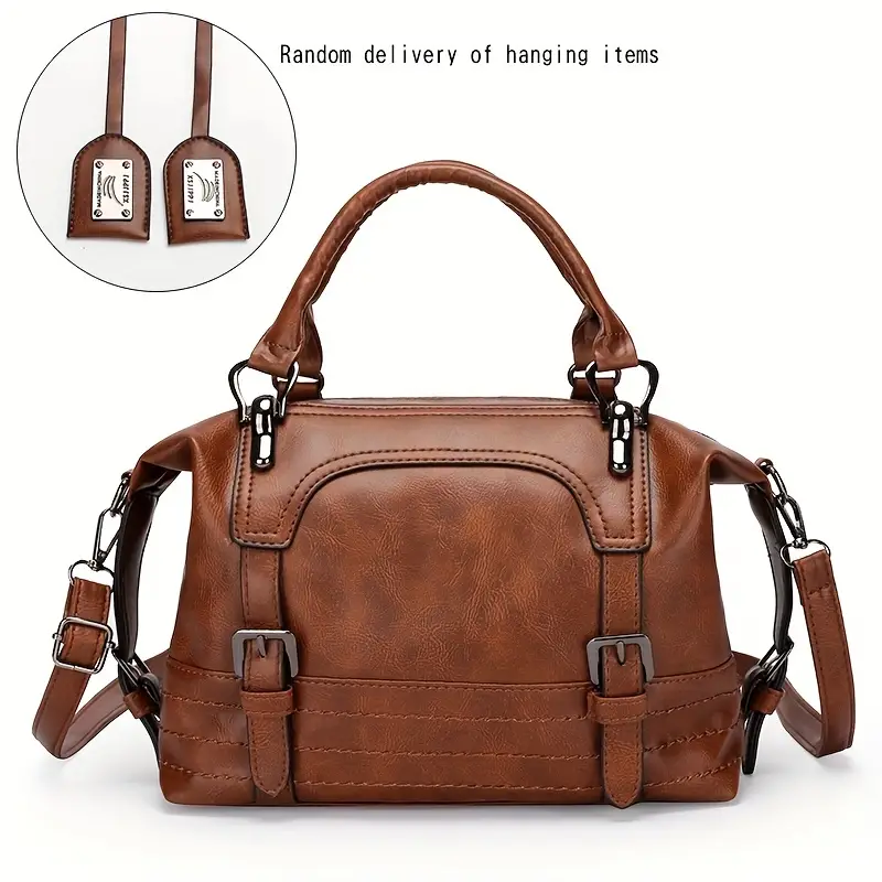 vintage boston handbag large capacity crossbody bag womens faux leather shoulder bag details 9