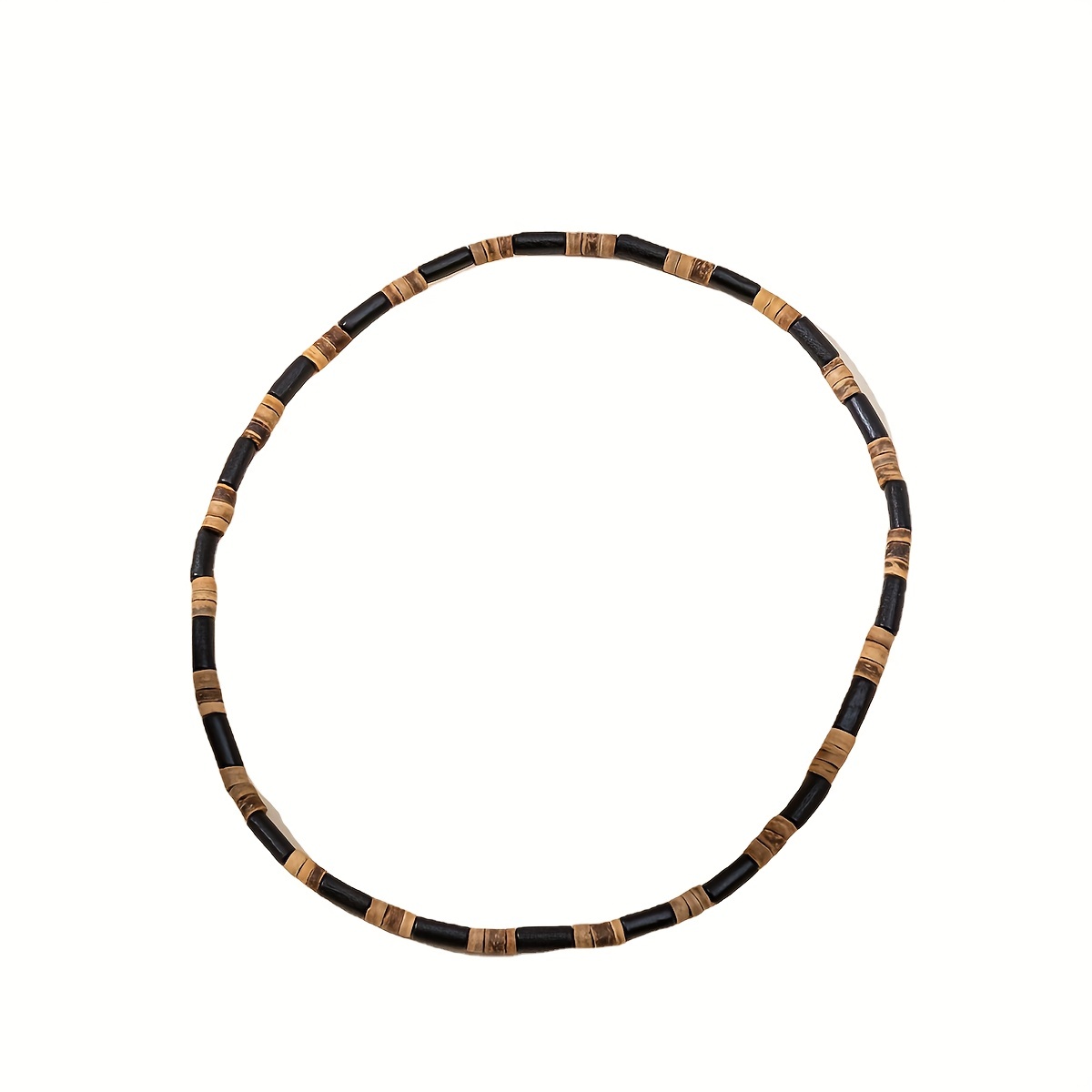 Small Retro Style Pattern Stone Wood Mixed Necklace