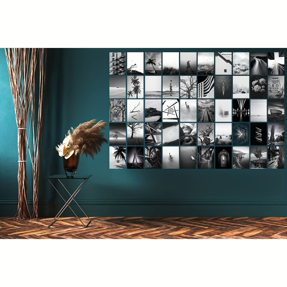 50pcs City Photo Wall Collage Set Noir Blanc Moderne Paysage