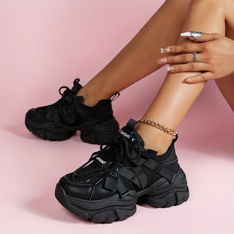 Black Mossi Chunky Platform Sneakers