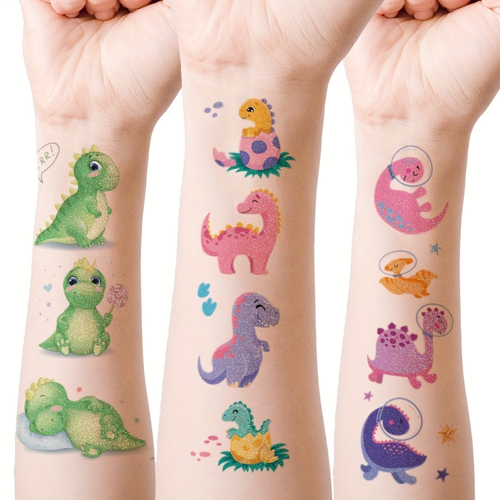 MAYCREATE 30 Sheet Cartoon Tattoo Sticker for Kids Kids Waterproof Dinosaur  Temporary Tattoos for Birthday Parties