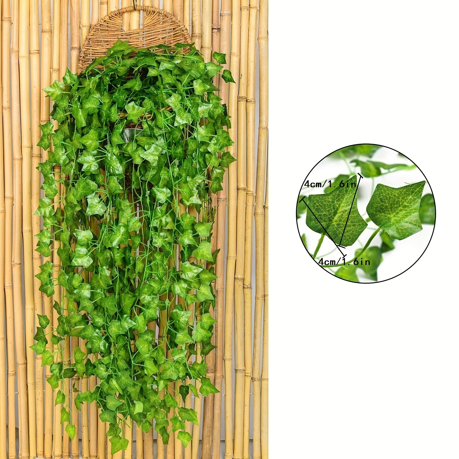 12 Pcs Artificial Ivy Leaf Plants Artificial Plants Hanging Outdoor  Artificial Greenery Panels Fake Vine Trailing Indoor Home for  Outdoor,Garden or