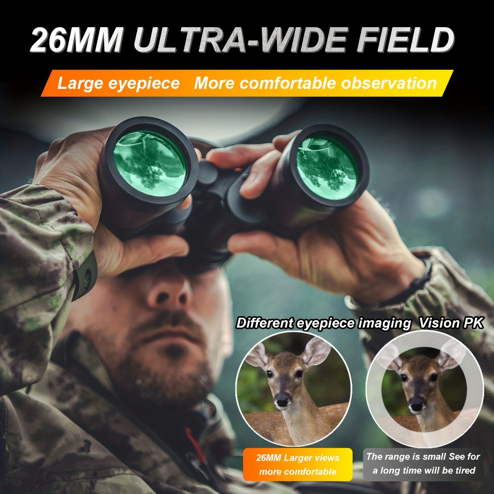 Binoculares para adultos y niños, binoculares militares de alta potencia de  20x50, visión nocturna con poca