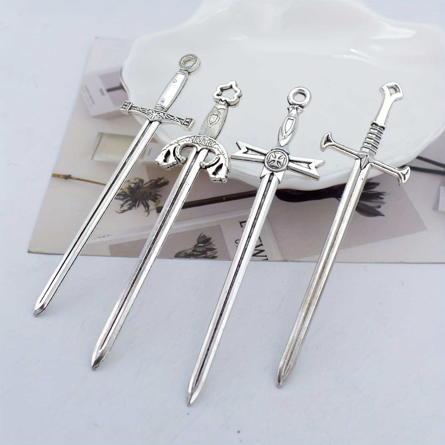 14pcs Gothic Weapon Shape Pendant Set Earrings Necklace Bracelet DIY Jewelry