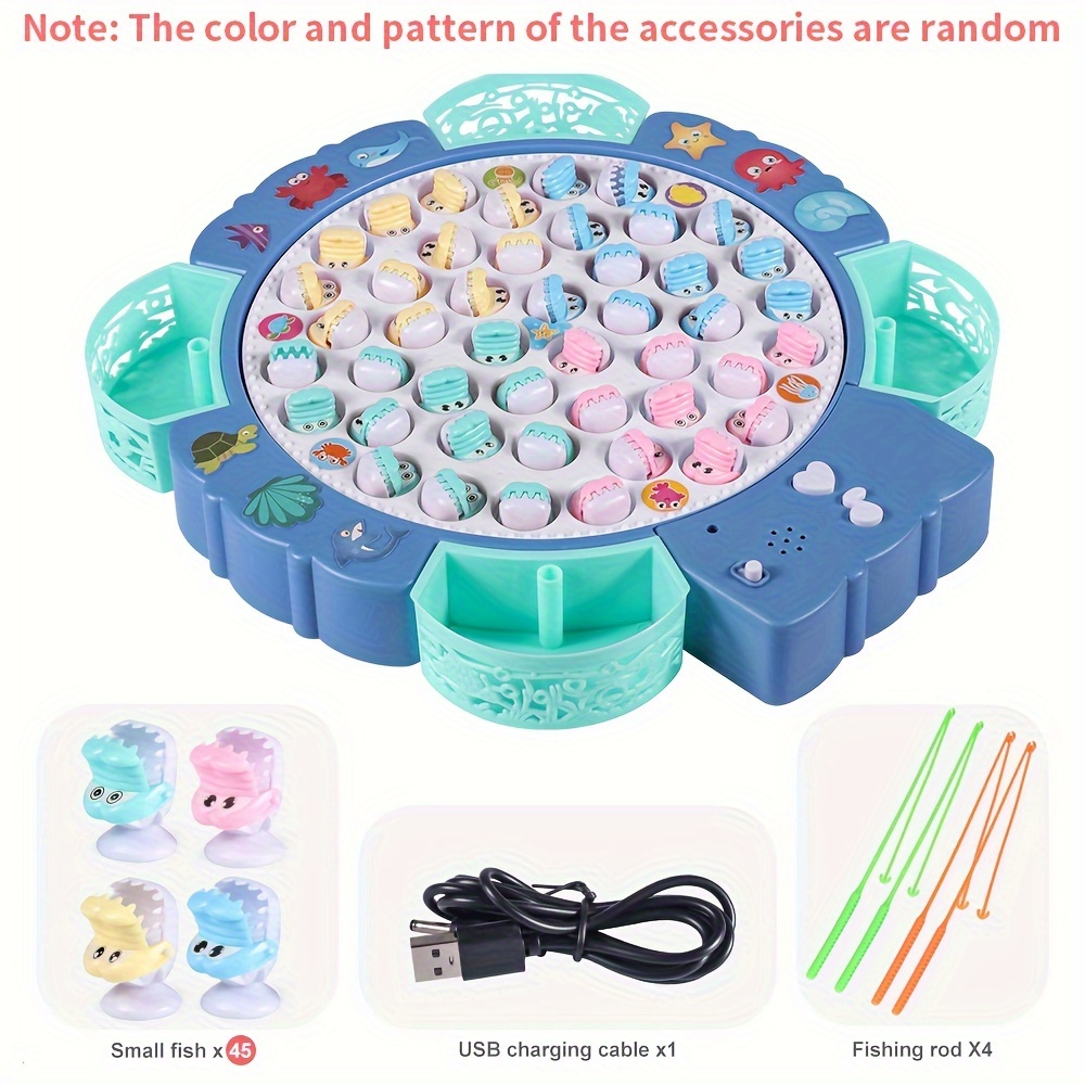 Cheap Kids Electric Musical Rotating Fishing Toy Magnetic Fishing Game  Simulation Fishing Experience Boy Girl Toy Game Gift For