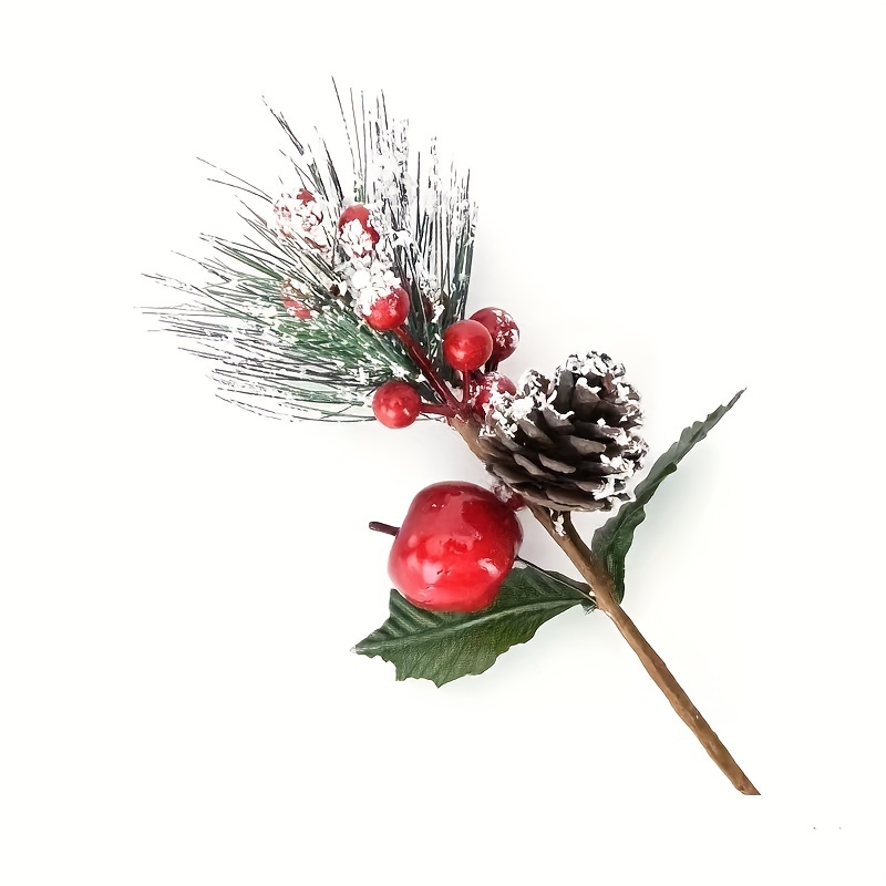 Christmas White Berries Berry Stems Pine Branches With Pine - Temu