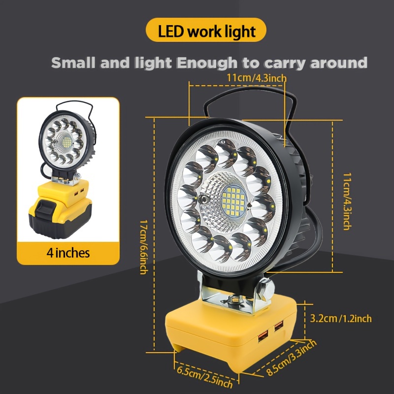Portable Led Work Light For Makita, 18v Battery-cordless Handheld Flood  Lights, Applicable To Job Site Lighting, With Usb & Type-c Charging Port  And Low Voltage Protection - Temu
