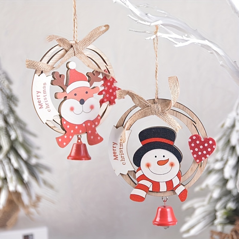 Wooden Christmas Crafts Creative Colorful Patterns Santa - Temu