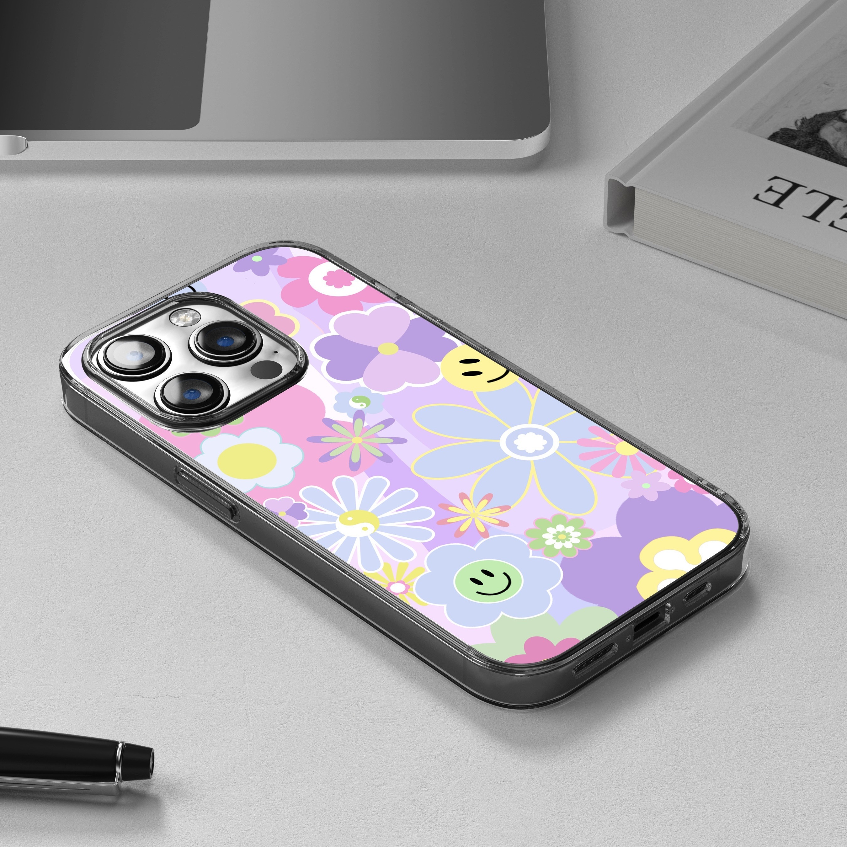 Compatible With Iphone 12 Case With Cute Purple Flower Floral