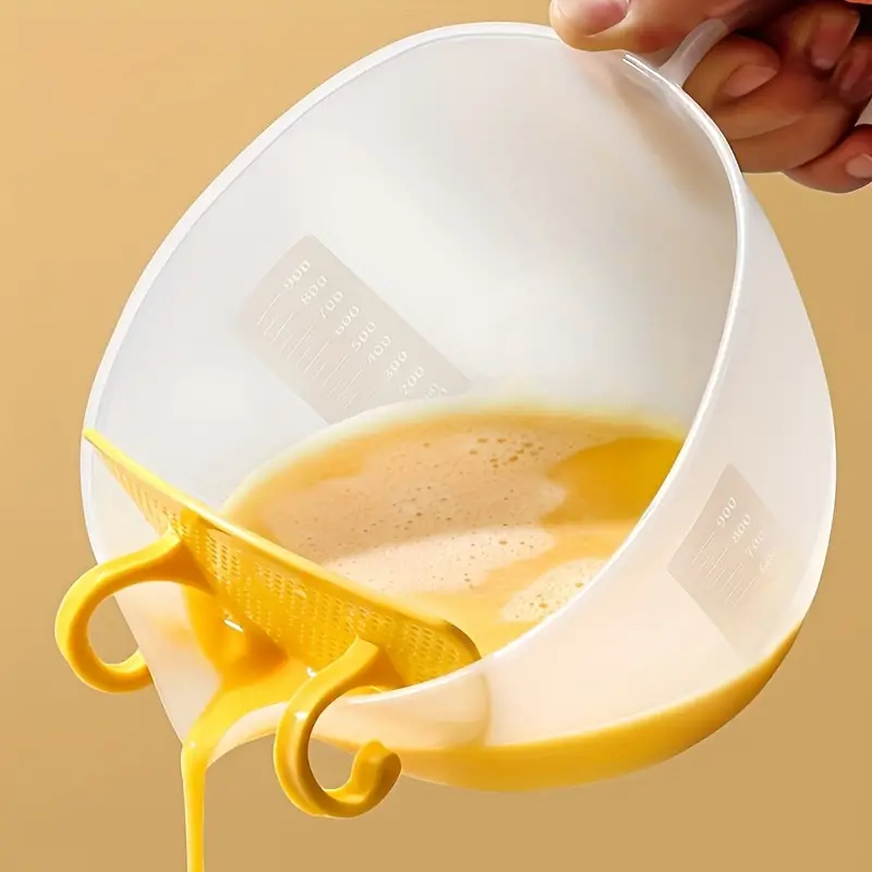Egg Liquid Measuring Bowl Filter Measuring Cups, Liquid Measuring Cups, Egg  Filter, Large Capacity Transparent Stirring Egg Strainer Bowl With  Ergonomic Handle, Kitchen Supplies - Temu United Arab Emirates