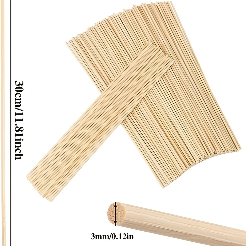 50 Pack 1/4 x 12 Inch Dowel Rods Wooden Sticks for Crafts Tiered