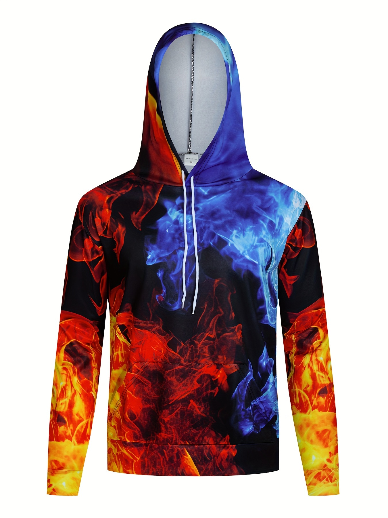 Men 3d abstract hotsell smoke print hooded sweatshirt