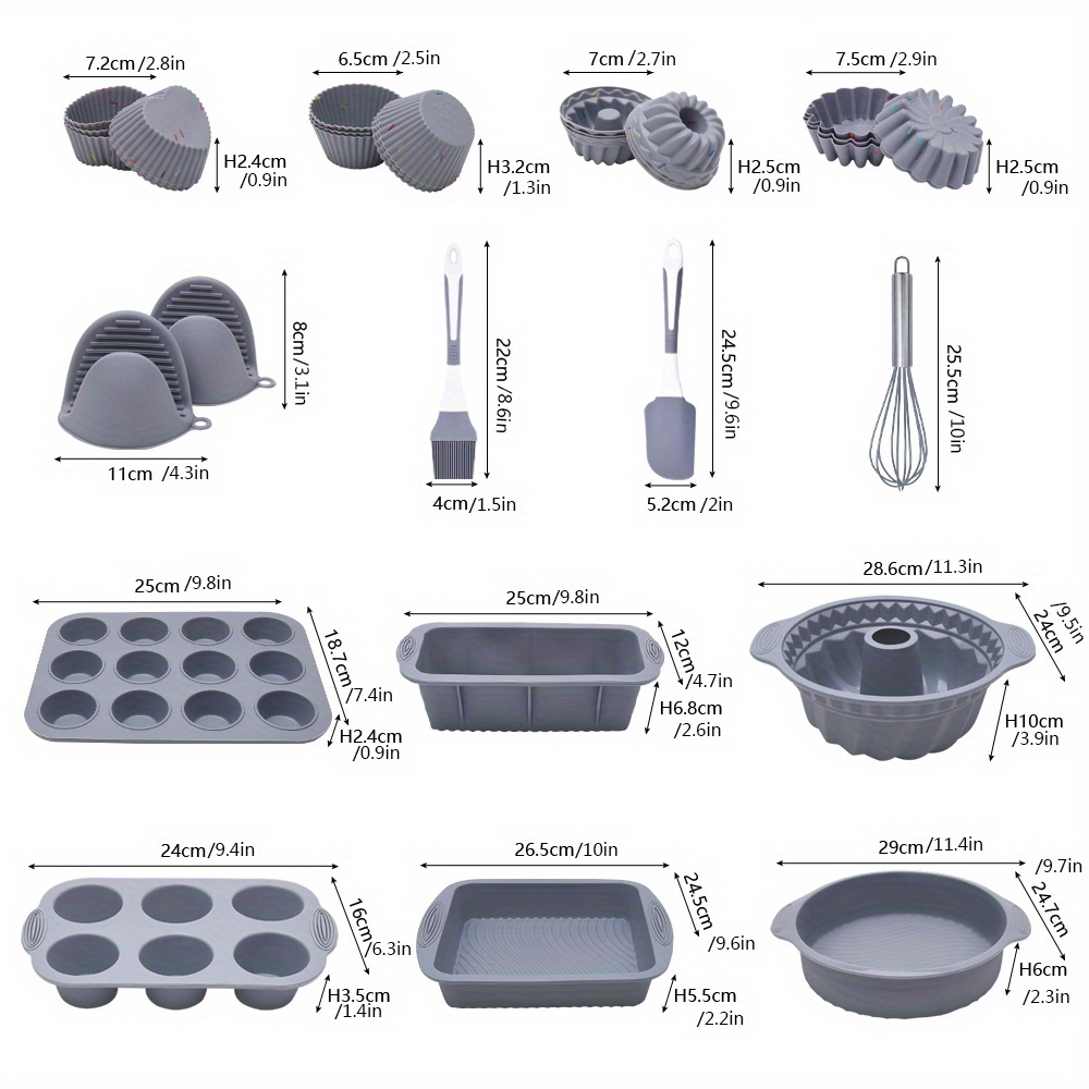 Set Reposteria Molde Silicona Muffins Tartera Espatula Horno