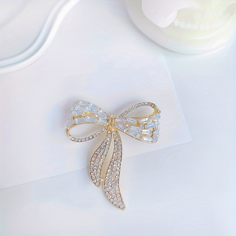 Sparkling Rhinestone Bow Knot Brooch Elegant And Non slip - Temu