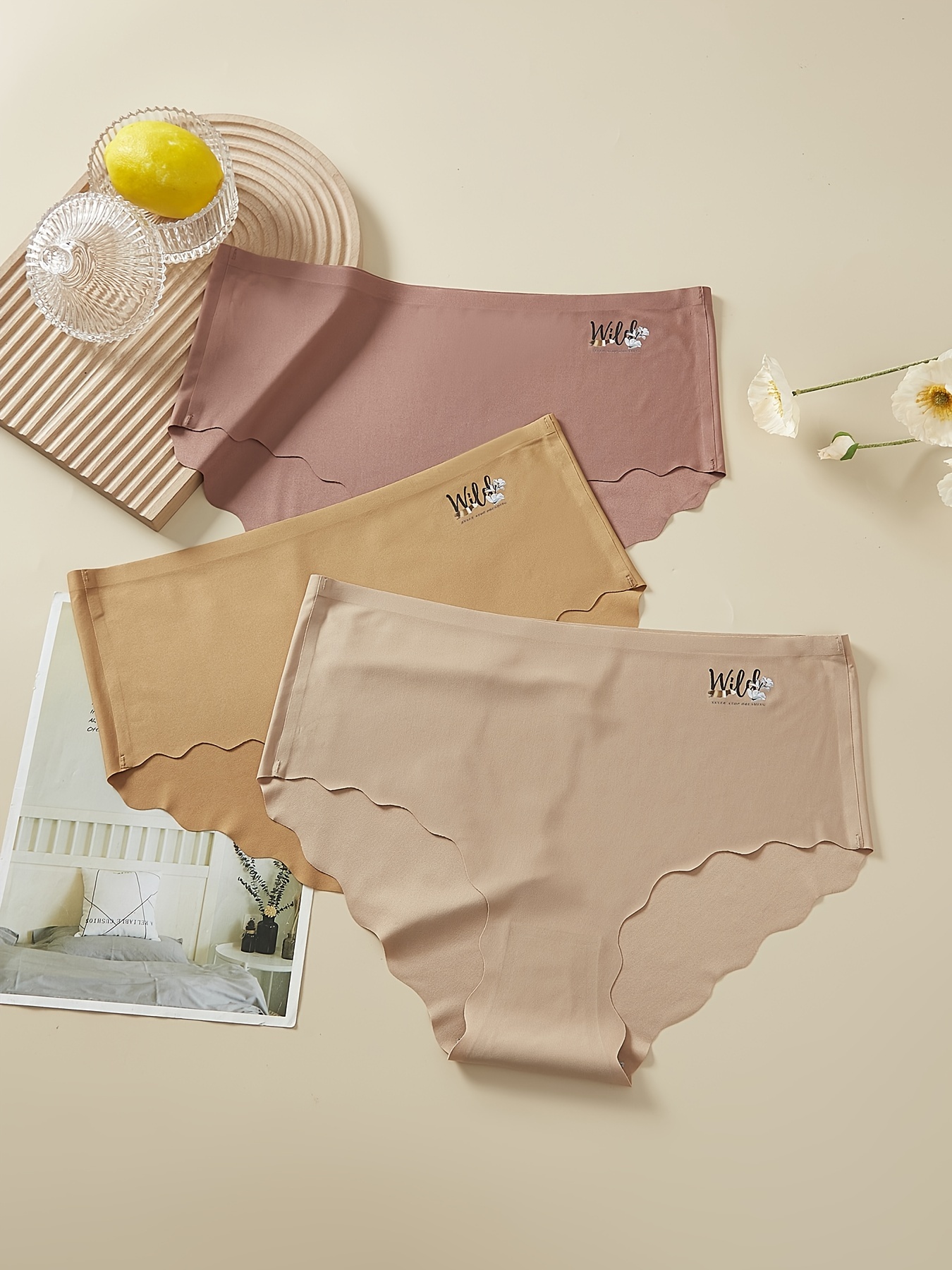 Big Size 4XL Women Seamless Panties Silk Mid Waist Underwear For Female  3Pcs Large Size Women's Panties Set Underpant Lingerie