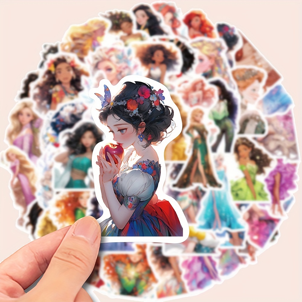100 PCS Disney Sticker, Cute Mixed Cartoon Characters Princess Laptops  Decals, Kids Teens Girls DIY Skateboard Water Bottles Guitar Bumper Journal