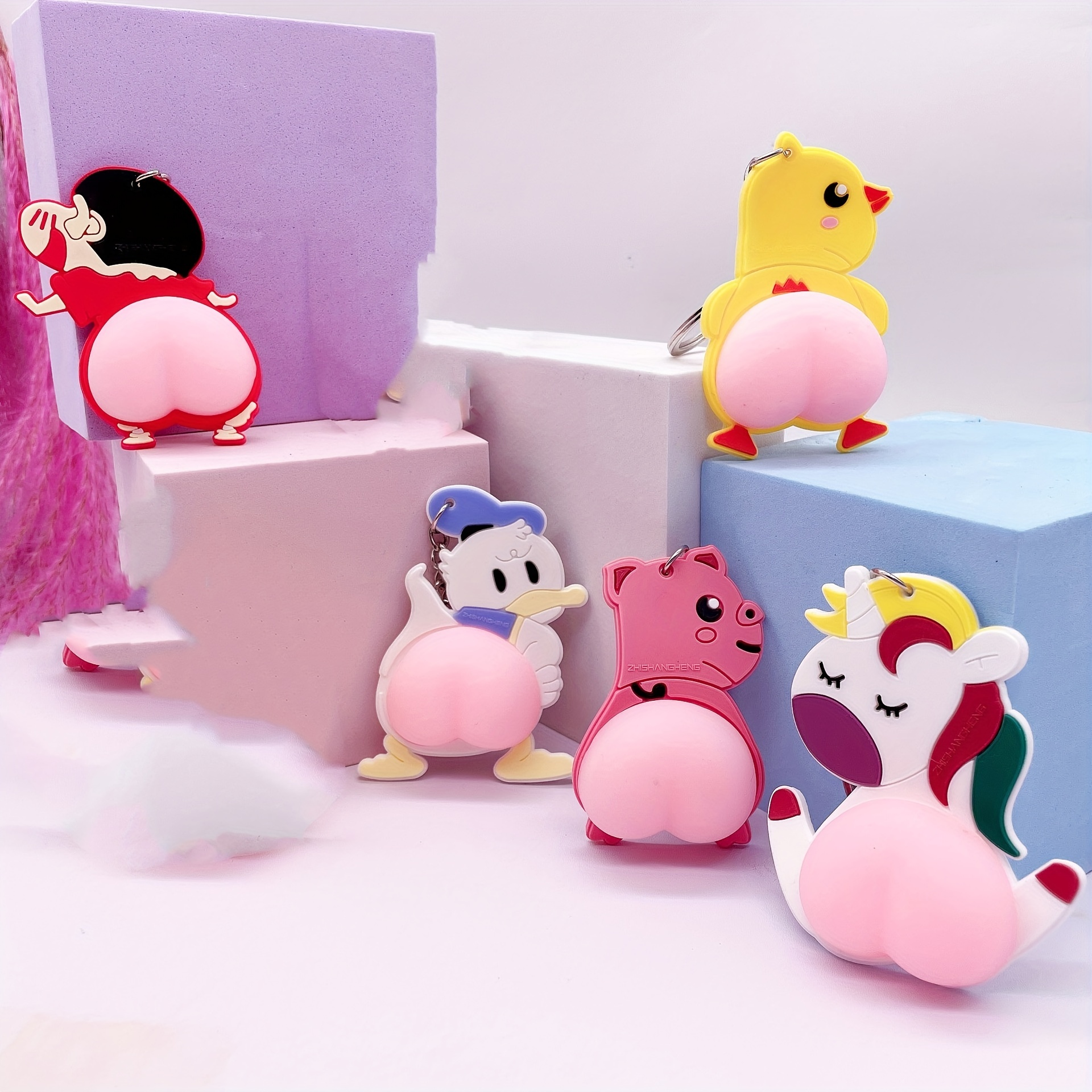 Cartoon Anime Butt Keychain, Funny Fidget Toy