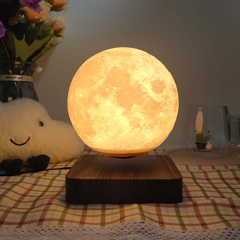 1pc levitating moon table lamp magnetic floating night light with 3 lighting modes 3d printed levitation bedside table lamp for office bedroom home decoration details 10