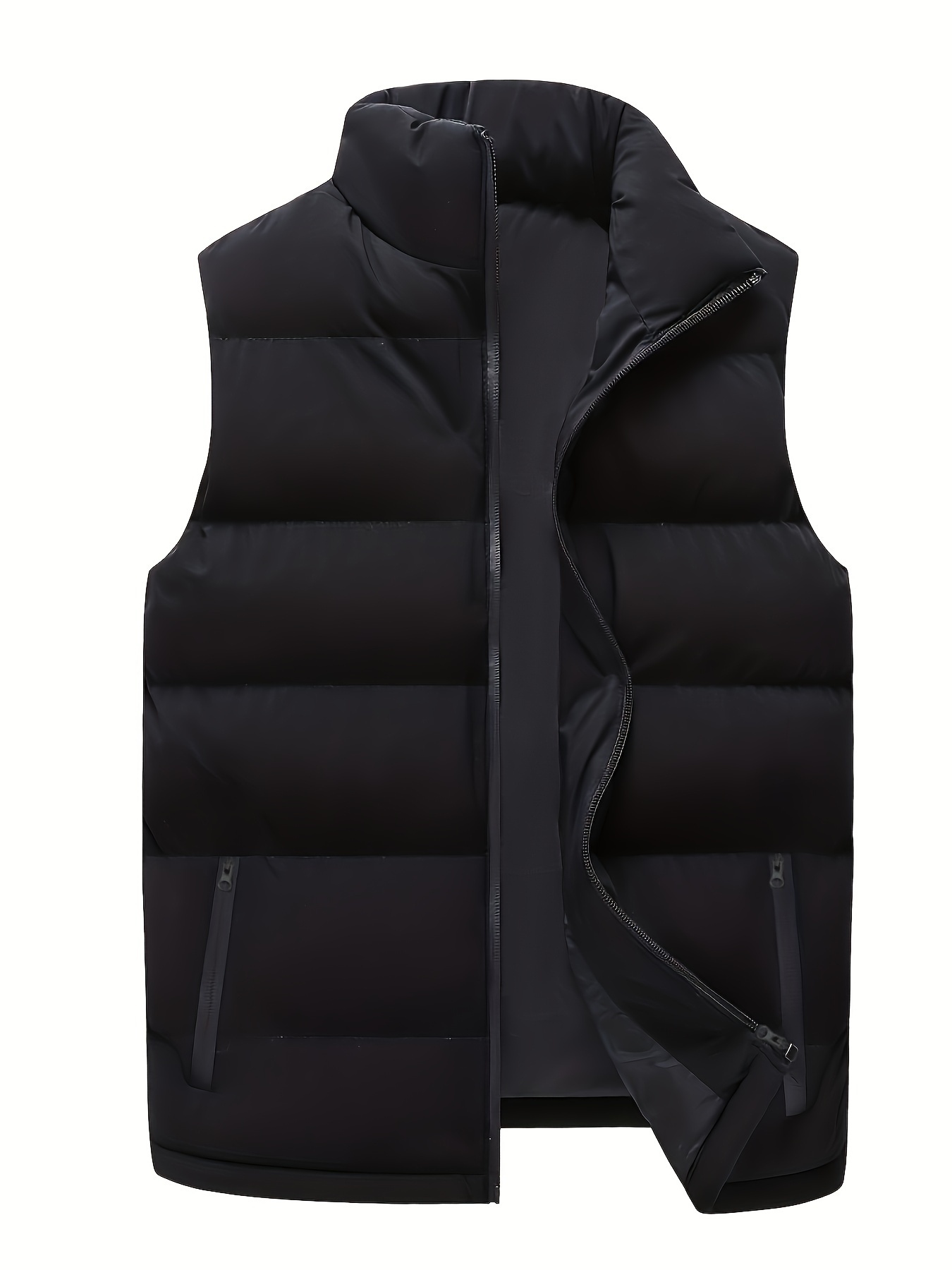 Plus Size Men's Solid Puffer Vest Jacket Fashion Casual - Temu Canada