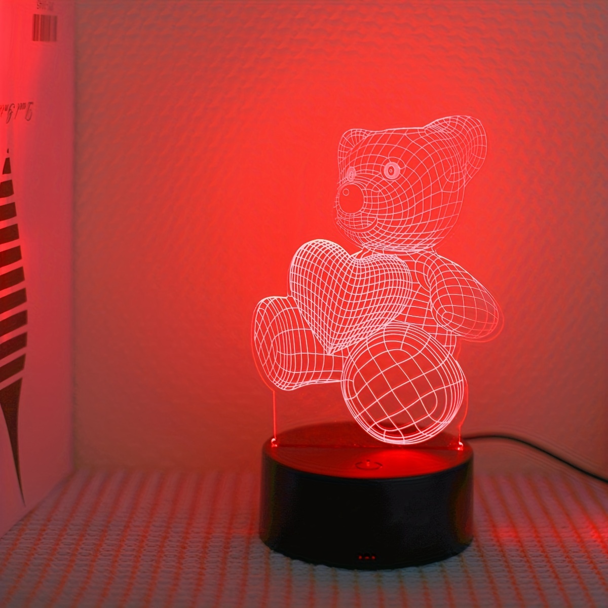 3d Bear Night Light Usb 7 Color Changing Led Illusion Lamp - Temu