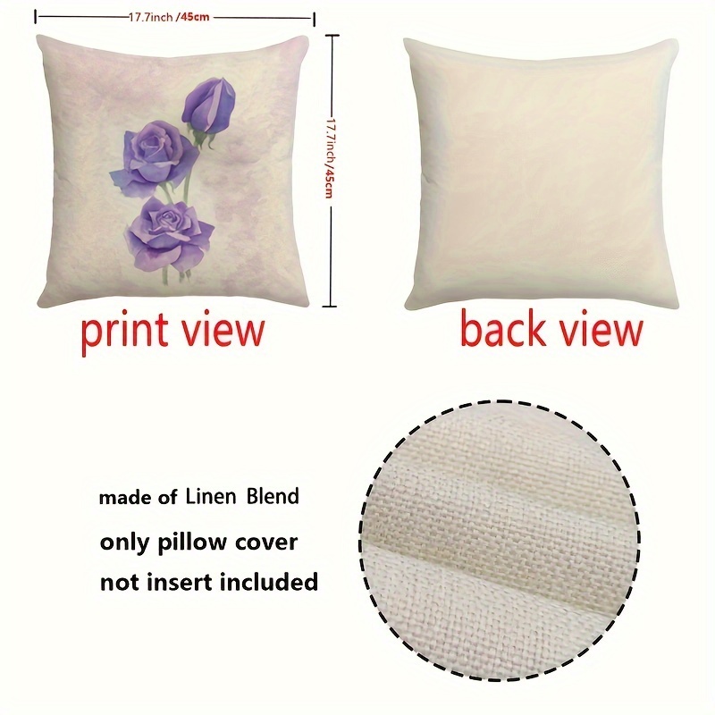 Linen-blend Cushion Cover - Purple - Home All