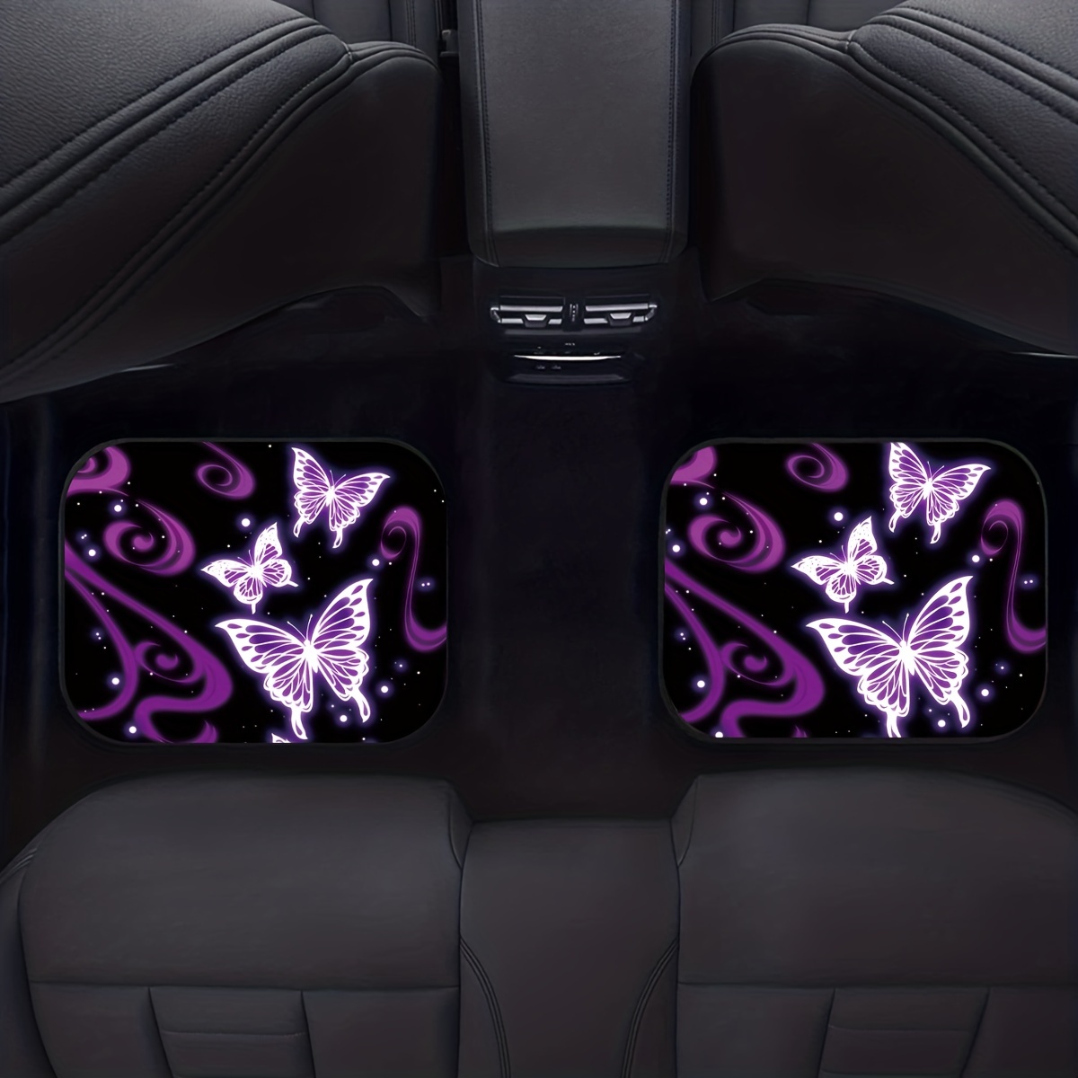 Purple White Butterfly Print Front Rear Seat Car Floor Mats - Temu