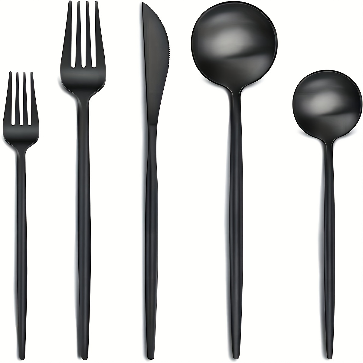 36Pcs Black Matte Flatware Cutlery Set 304 Stainless Steel Dinnerware Set  Dessert Fork Spoon Silverware Set Kitchen Tableware