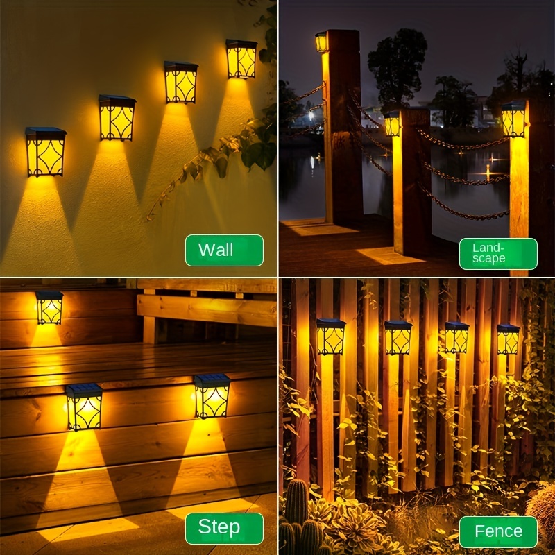 Lampe solaire LED imperméable applique murale Auto ON/OFF à la nuit pour  paysage extérieur Jardin Clôture Cour