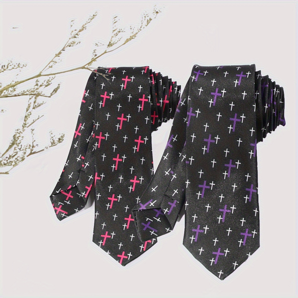 Unisex Elegant Cross Pattern Tie Stylish Satin Versatile Necktie Casual  Matching Shirt Suit Neck Tie