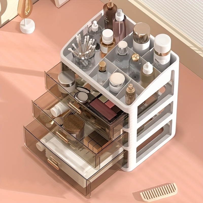 Organizador de maquillaje grande Caja de almacenamiento de cosméticos a  prueba blanco Yuyangstore Maquillaje organizador estante