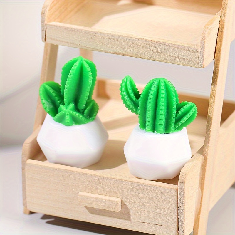 1 4pcs pack mini cactus ornaments artificial potted dollhouse miniature figurines fairy garden accessories for doll house decor kit for micro landscape outdoor status patio lawn yard xmas gift
